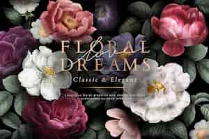 Free vector floral dreams card