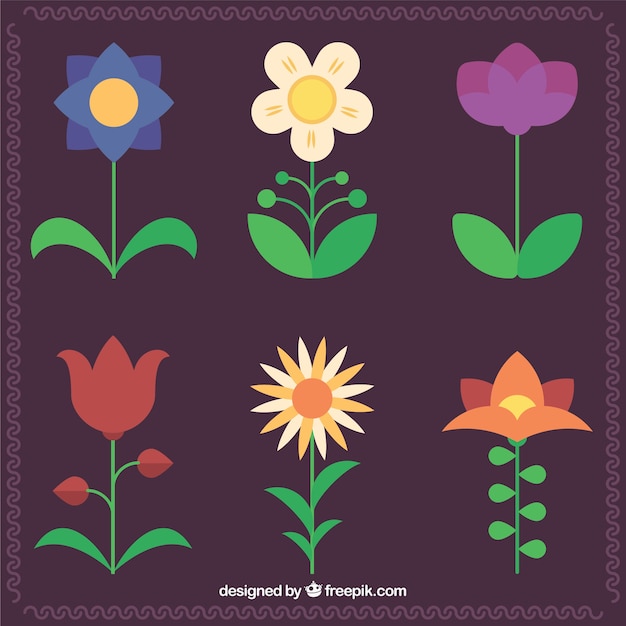 Бесплатное векторное изображение Коллекция цветочных элементов с различными видами