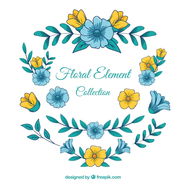 Floral elements collection with different types