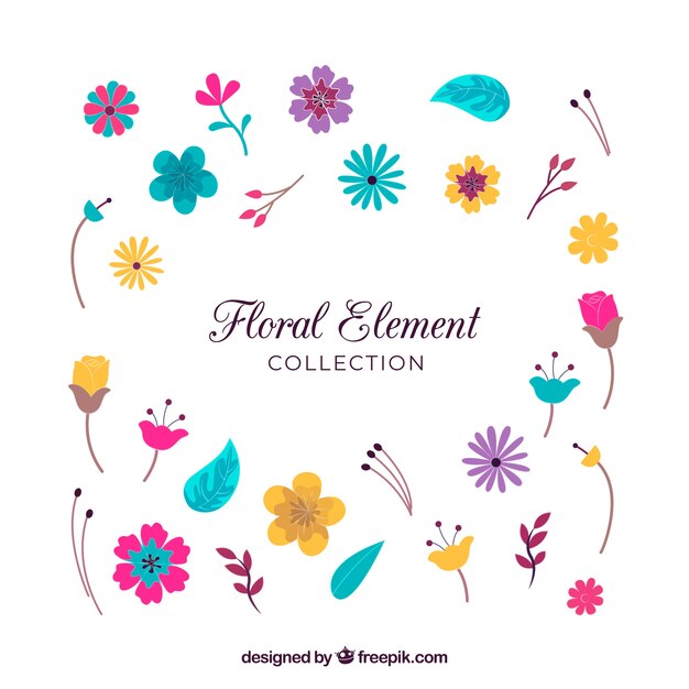 Floral elements collection with flat design