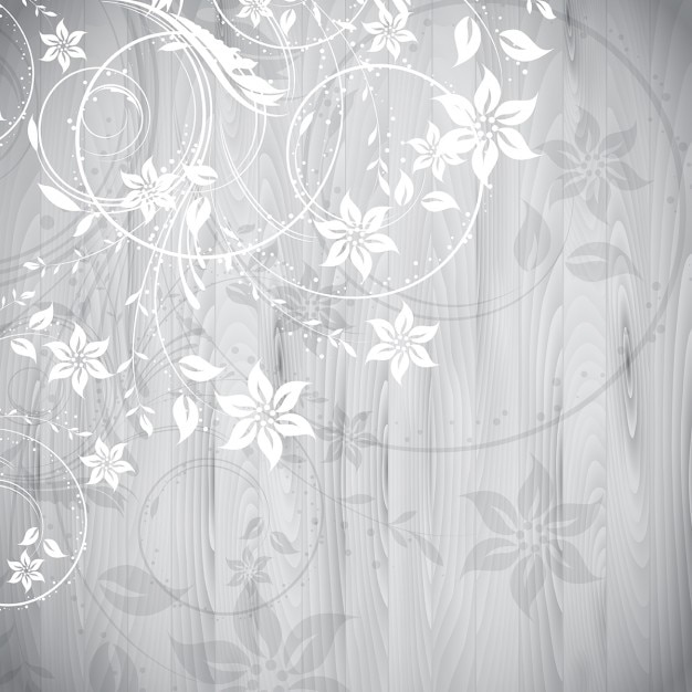 Floral Elements on Wooden Background – Free Vector Download