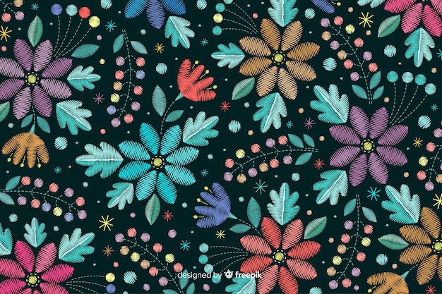 Free vector floral embroidery background