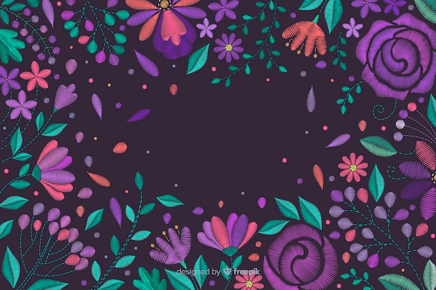 Free vector floral embroidery background