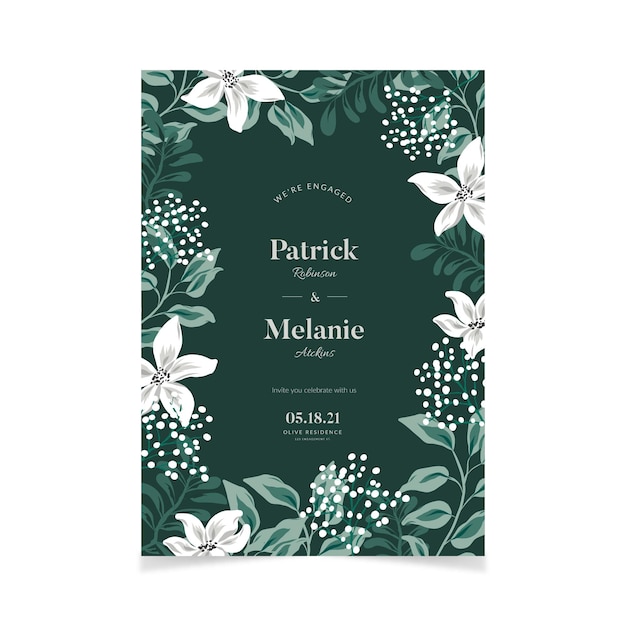 Free vector floral engagement invitation concept