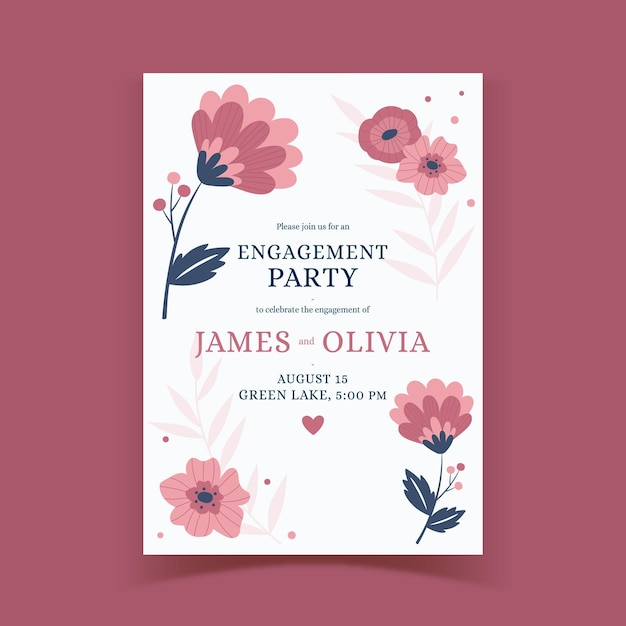 Free vector floral engagement invitation template