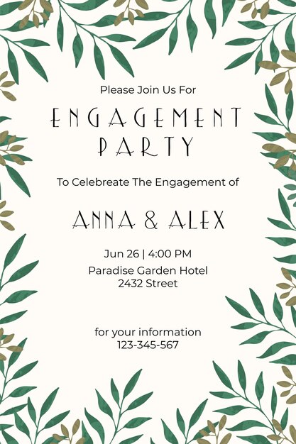 Floral engagement invitation template