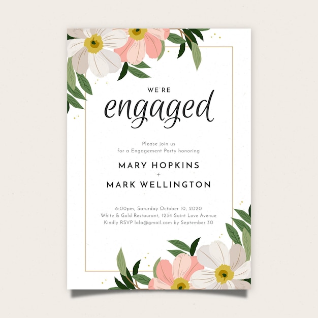 Free vector floral engagement invitation template