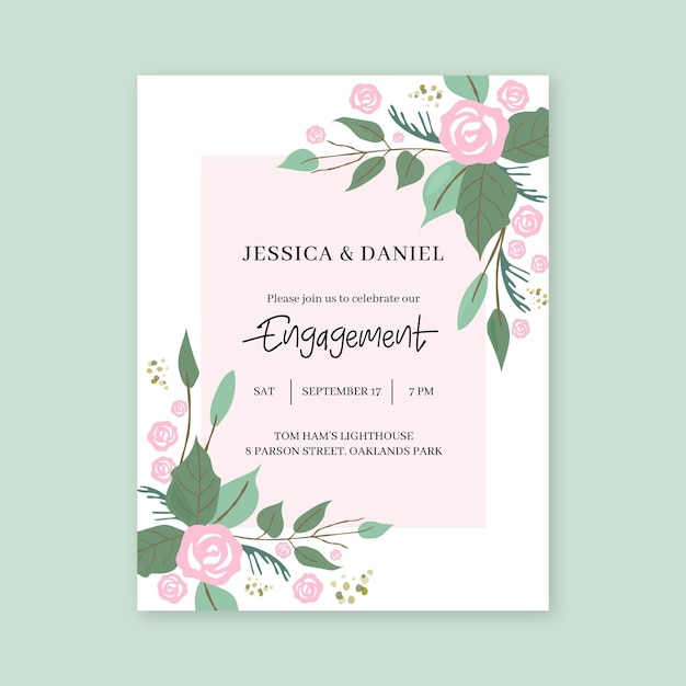 Free vector floral engagement invitation template