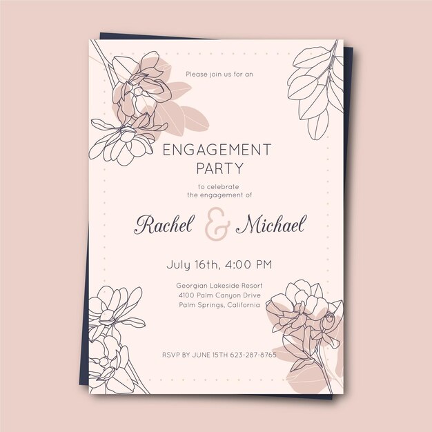 Floral engagement invitation template