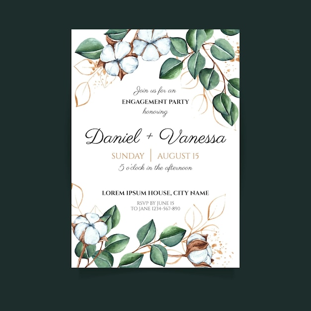 Floral engagement invitation template