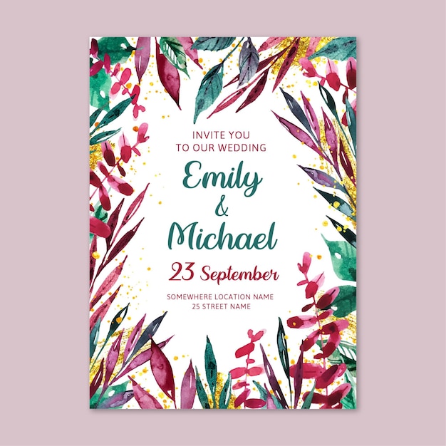 Free vector floral engagement invitation template