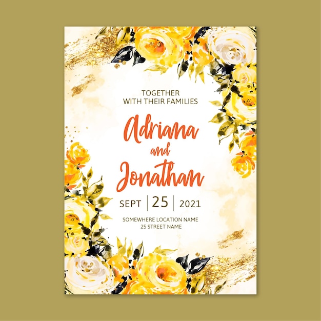 Floral engagement invitation template