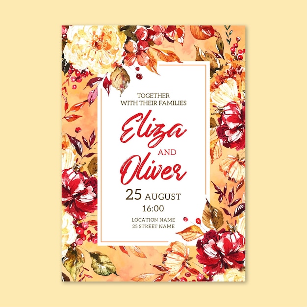 Floral engagement invitation template