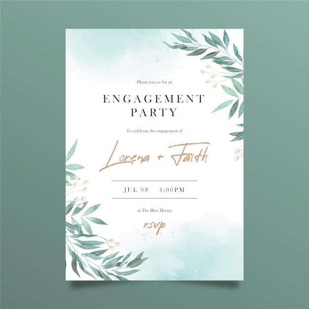 Free vector floral engagement invitation template