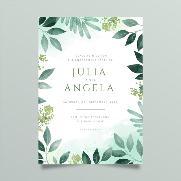 Floral engagement invitation template