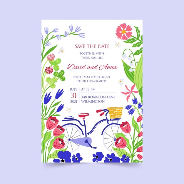 Floral engagement invitation template