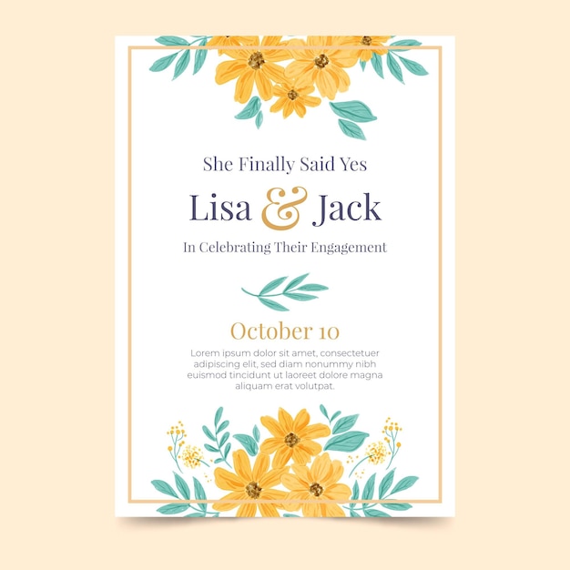 Free vector floral engagement invitation theme