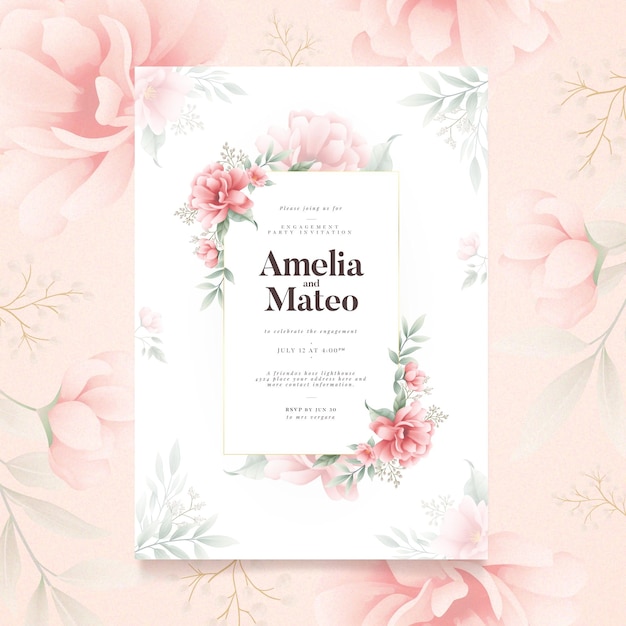 Free vector floral engagement invitation