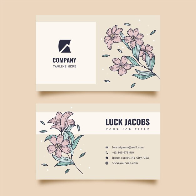 Free vector floral engraving business cards template