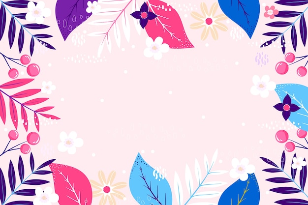 Free vector floral flat design copy space frame background