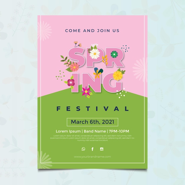 Free vector floral flat design spring poster template