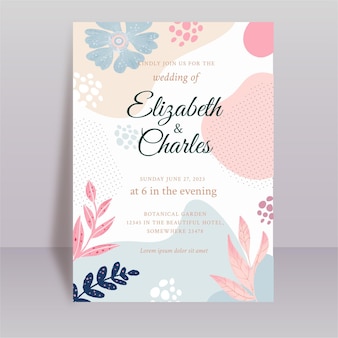 Шаблон свадебной открытки с цветочным флюидом