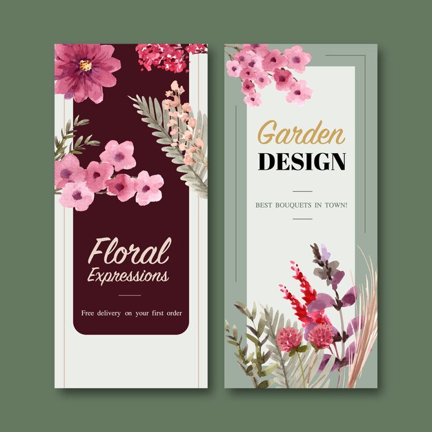 Free vector floral flyer templates in watercolor style