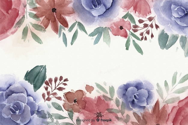 Floral frame background in watercolor