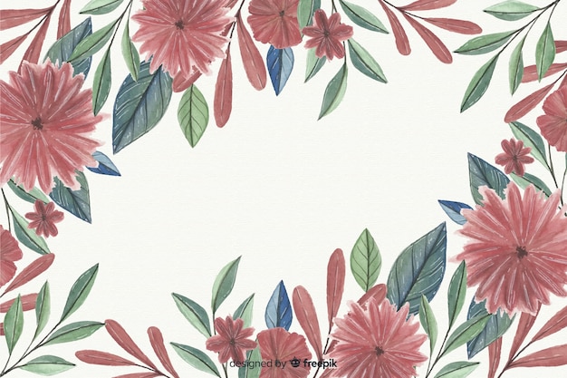 Free vector floral frame background in watercolor