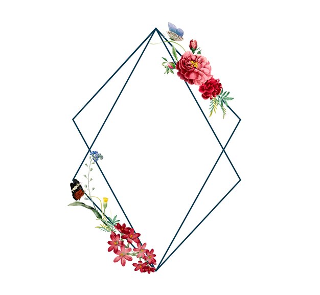 花のフレームカードのデザインのイラスト