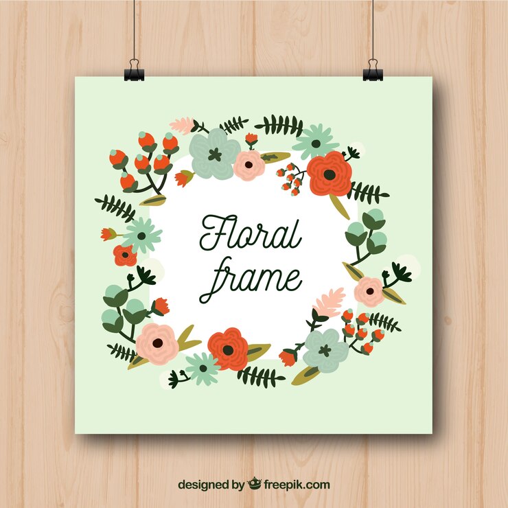 Free Vector floral frame, cute style