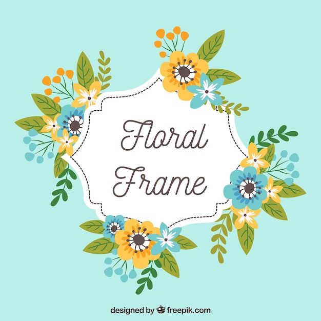 Floral frame in flat style