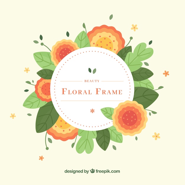 Floral frame in flat style
