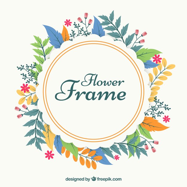 Floral frame in flat style