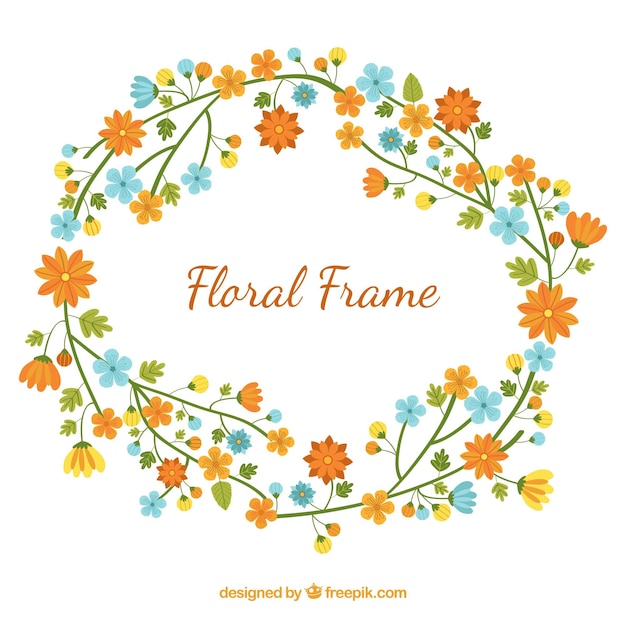 Free vector floral frame in flat style