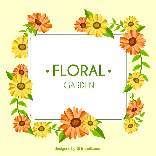 Floral frame in flat style