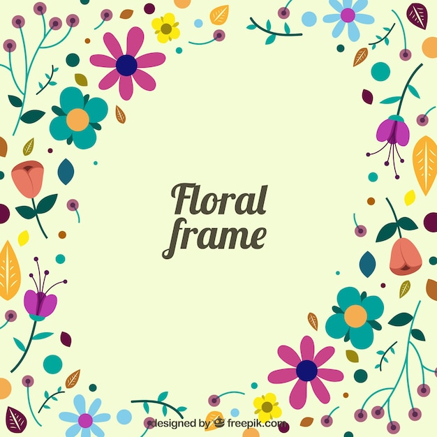 Free vector floral frame in flat style