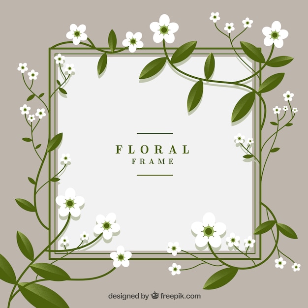 Floral frame in flat style