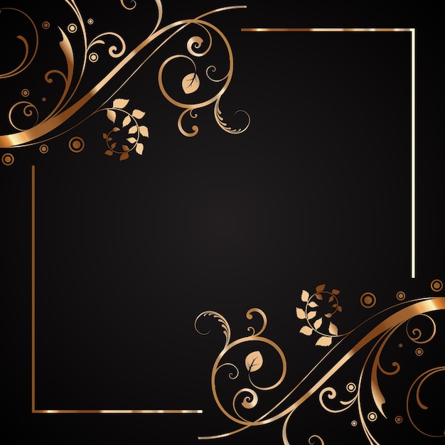 Floral frame in gold and black