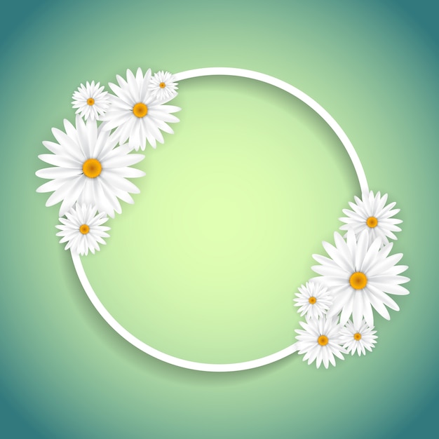 Floral frame on a green background