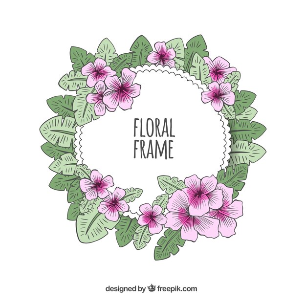 Floral frame in hand drawn style