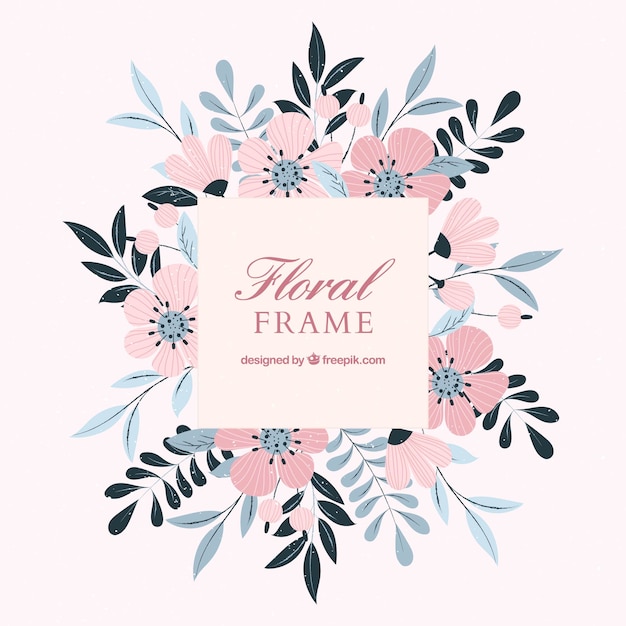 Free vector floral frame in hand drawn style