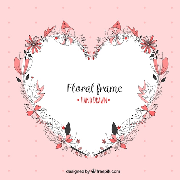 Free vector floral frame in hand drawn style