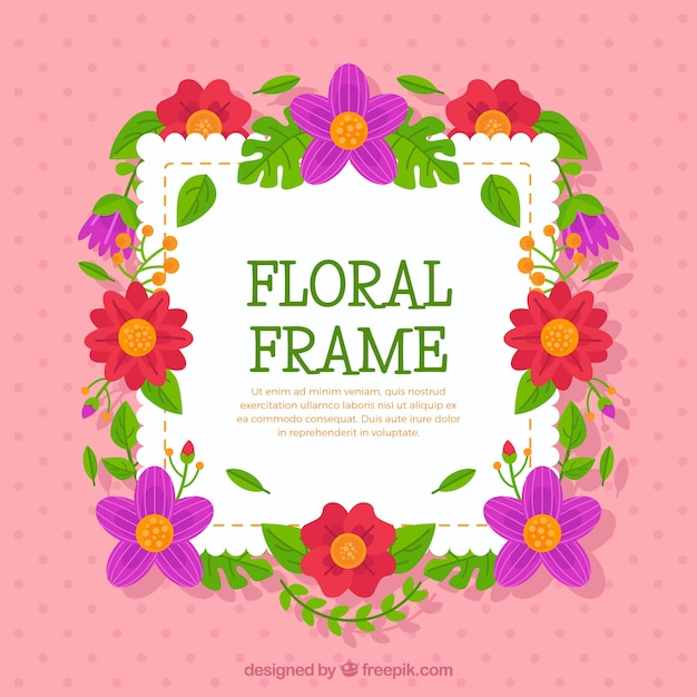 Floral frame in hand drawn style