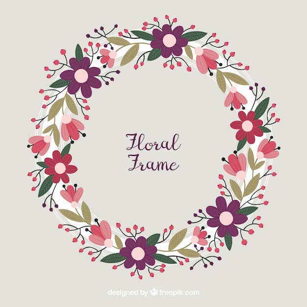 Free vector floral frame in hand drawn style