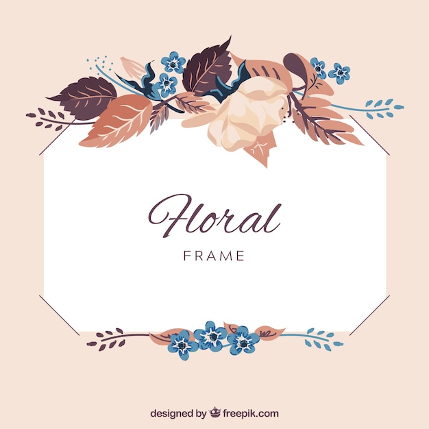 Free vector floral frame in hand drawn style