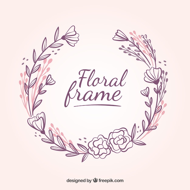 Floral frame in hand drawn style