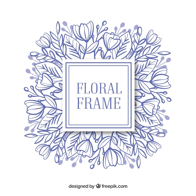 Free vector floral frame in hand drawn style