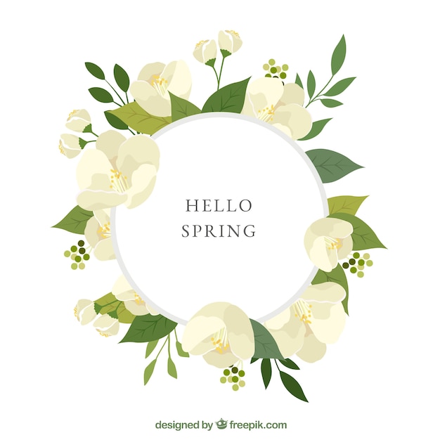 Free vector floral frame hello spring