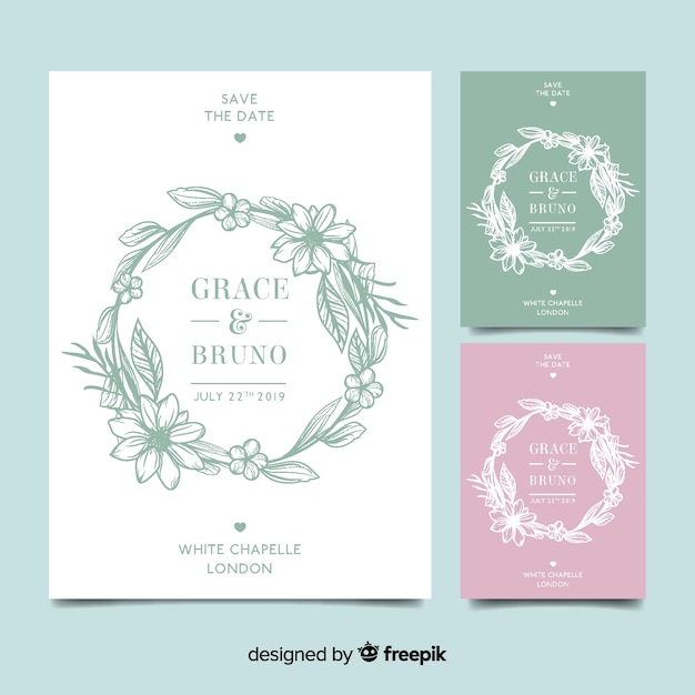 Free vector floral frame invitation card template